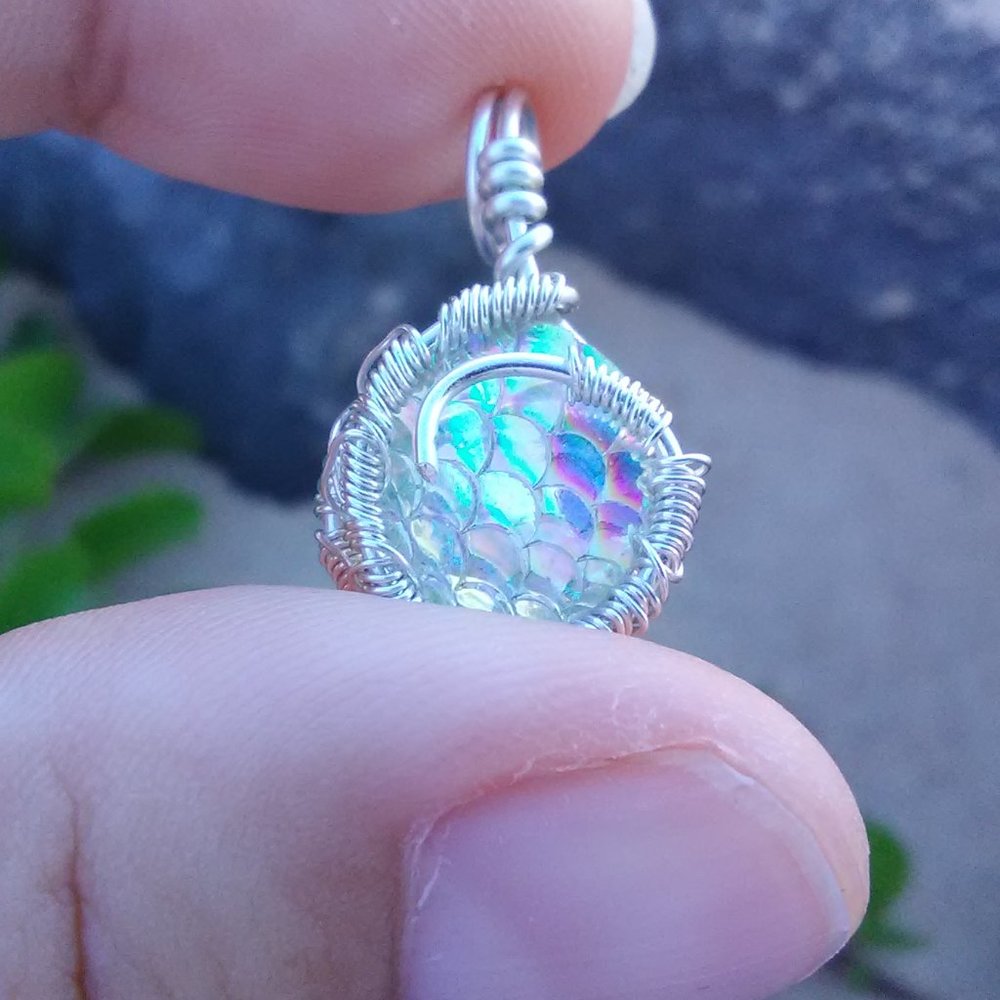Silver Wrapped White Mermaid Necklace